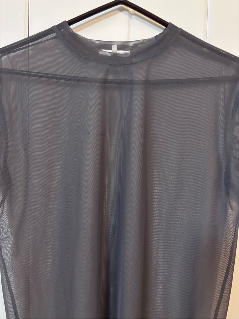 Oak + Fort Sheer Grey Mesh Crewneck T-Shirt Grunge Rave - Size Small - Picture 13 of 16